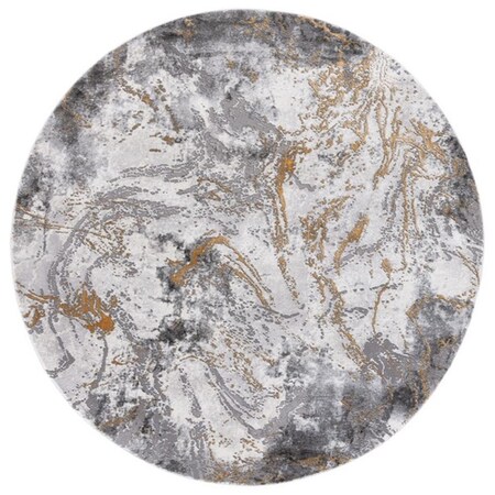 Safavieh 6 ft.-7 in. x 6 ft.-7 in. Craft Round Power Loomed Rug; Grey & Gold CFT864L-7R